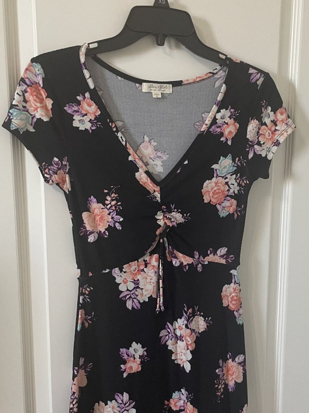 NWOT Ultra Flirt Floral Black Short sleeves Mini Dress XS